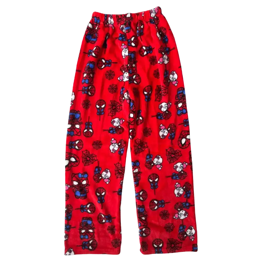 Hello Kitty And Spider Man Pajama Pants Red / M