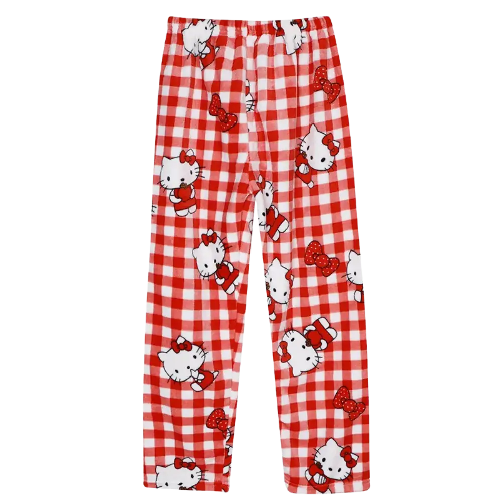 Plaid Hello Kitty Pajama Pants - Red / M