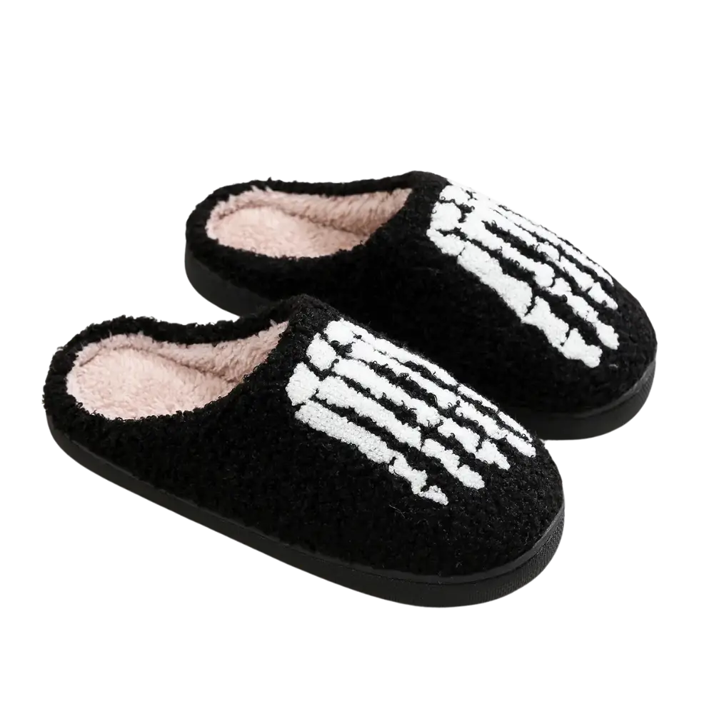 Skull Hands Slippers - Black / 36-37