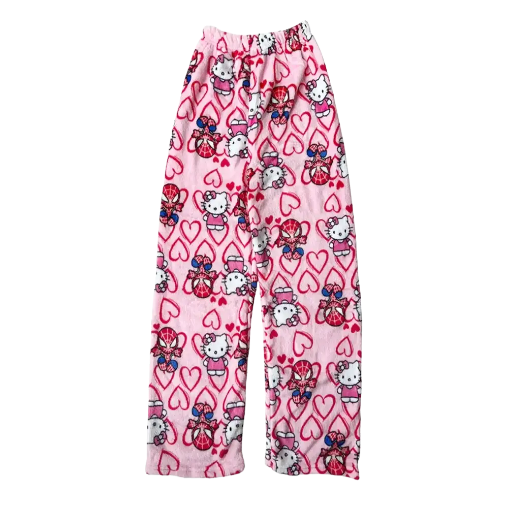 Hello Kitty And Spider Man Pajama Pants Pink / M
