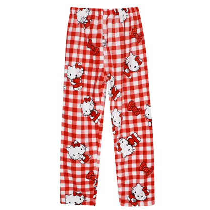 Plaid Hello Kitty Pajama Pants - Red / M