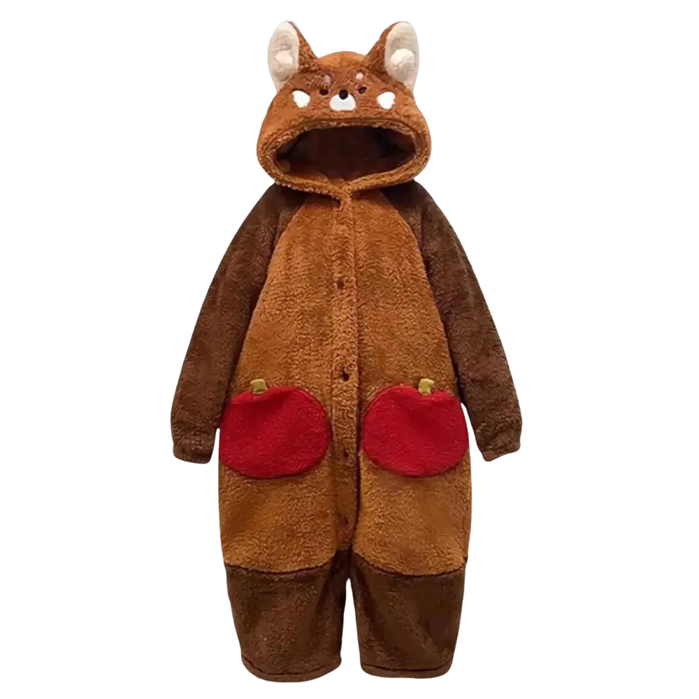 Raccoon One Piece Pajama - Brown / S